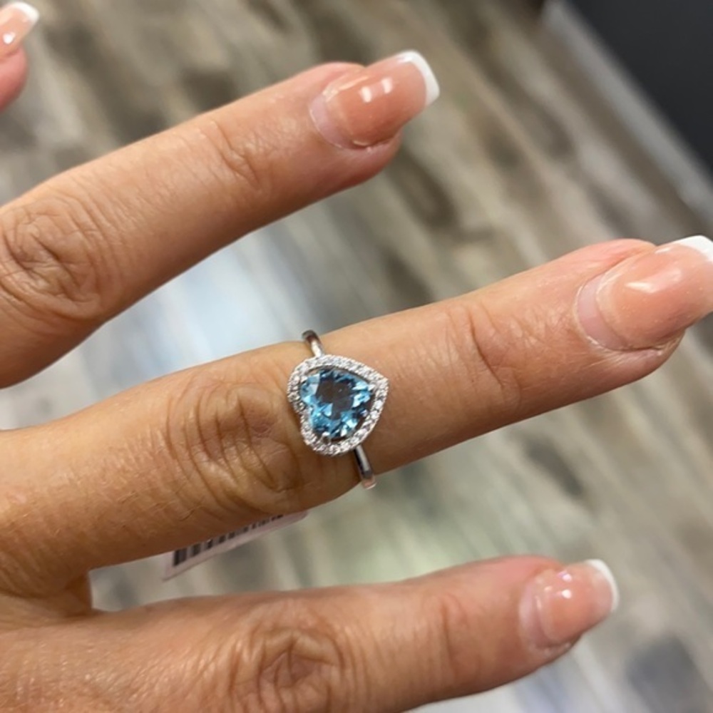 New Real 925 Sterling silver blue Heart CZ Ring